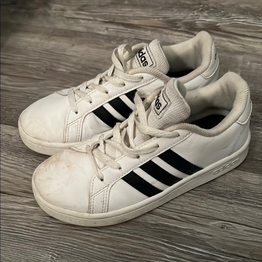 Kids Adidas White and Black Sneakers